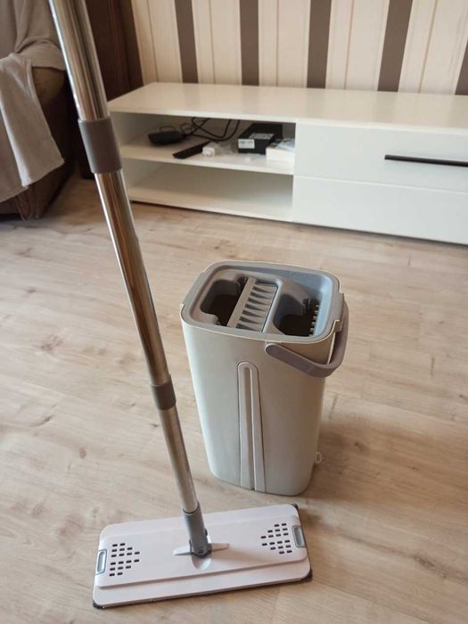 NOWY Zestaw do sprzątania Wiadro + Mop płaski + 2 wkłady higieniczne