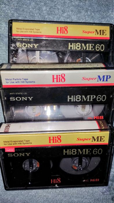 TRZY kasety E90 / E60  typu Hi8 lub V8 do kamer np. Sony,Sanyo,Sharp, CANON