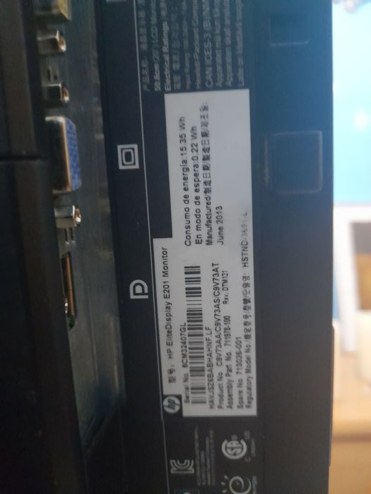 Monitor HP EliteDisplay E201 – 20” LED | Excelente estado