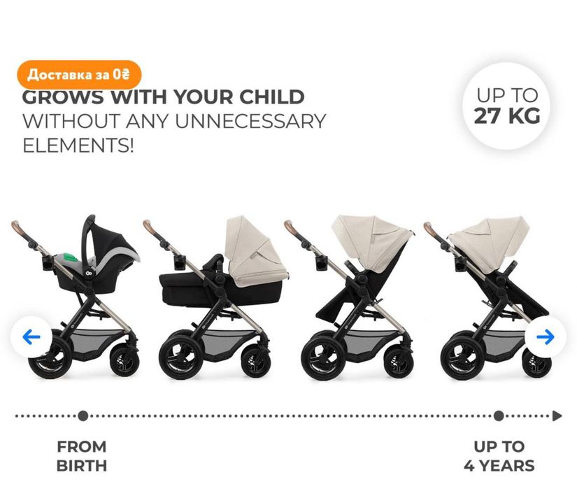 Коляска дитяча візок дитячий kinderkraft moov 2 4в1 + автокрісло