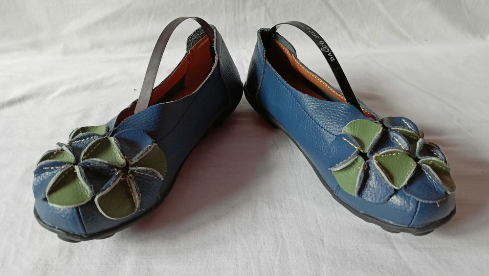 Balerinki skórzane roz. 37 - dł. wkł.23,5 cm- skóra- nowe