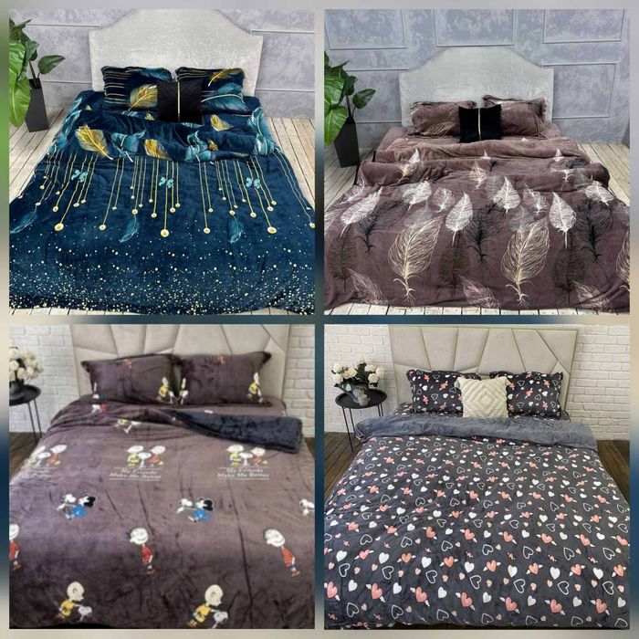 Плюшева (велюрова) постільна білизна з мікрофібри. 1,5-ї та євро.