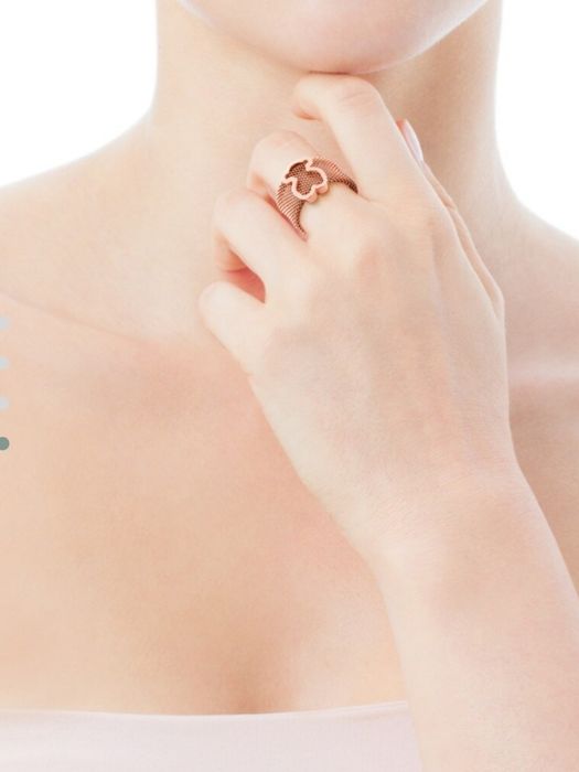 Pierścionek 16 z misiem różowe srebro vetmeil 925