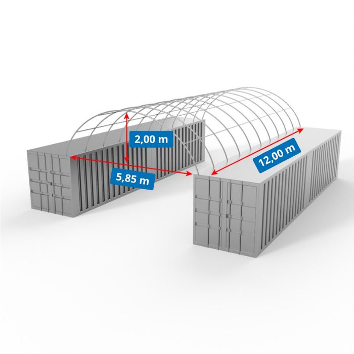 Zadaszenie kontenerowe 6x12m PVC 750g/m2 wiata, magazyn, hala