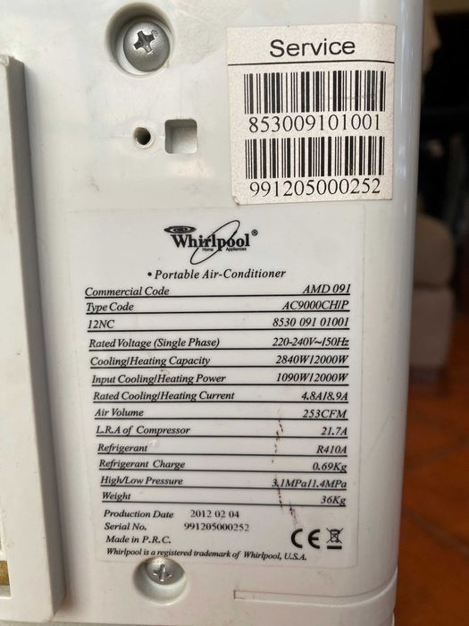 Ar condicionado móvel monobloco Whirlpool