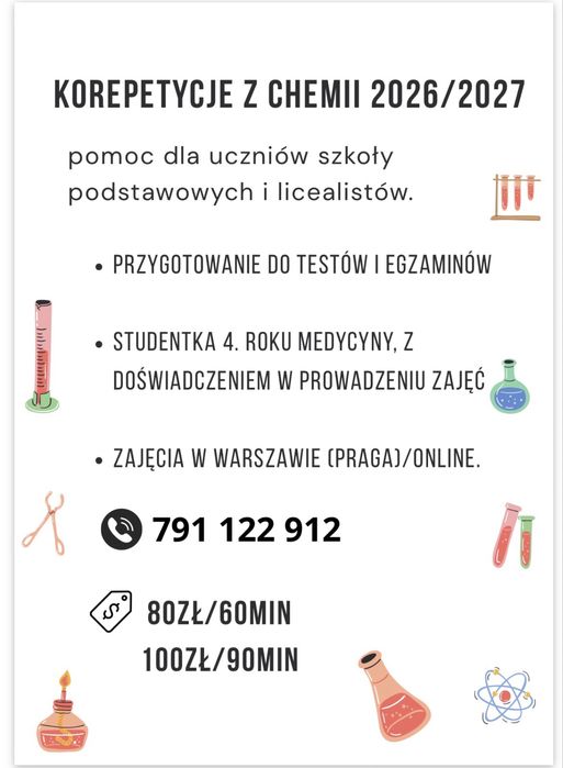 Korepetycje chemia Warszawa grochów kamionek
