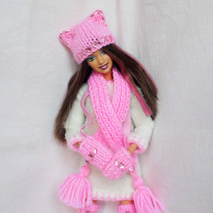 Зимний хендмейд образ одежда для куклы Барби Кошечка