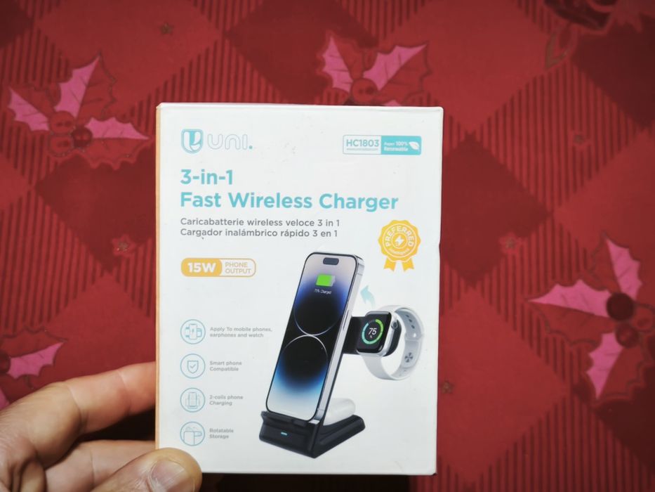 Carregador sem fios 3 em 1