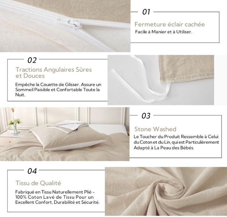 MILDLY Poszwa na kołdrę 140x200  z 1 poszewką na poduszkę 65x65 cm