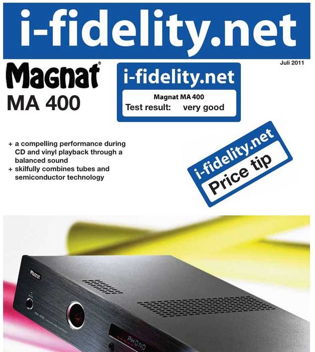 Amplificador híbrido válvulas Magnat MA 400 c/ entrada phono p/ gira-discos