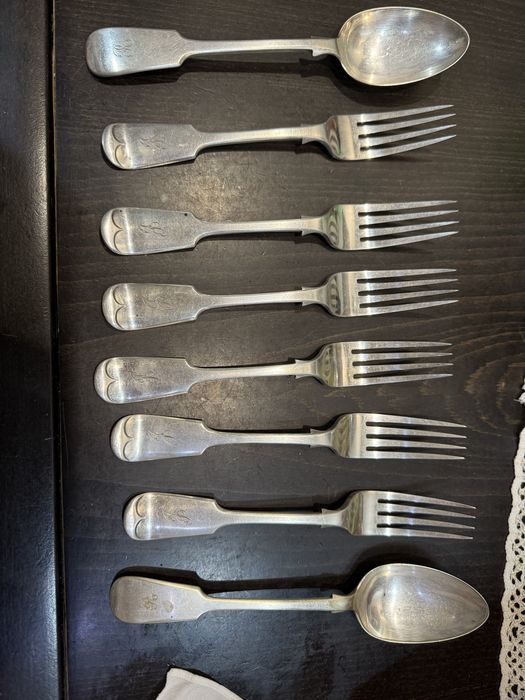 Старовинний набір столового срібла, 8 предметів, Англія, ХІХ ст.