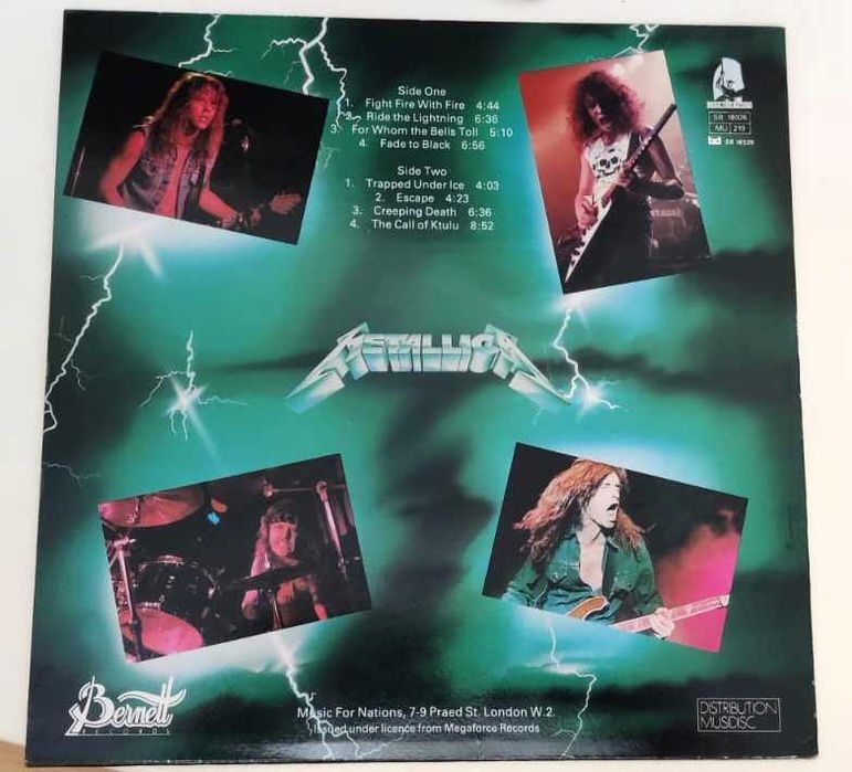 Vinil Metallica - Ride the Lightning SB18026 Bernett Capa verde 1984