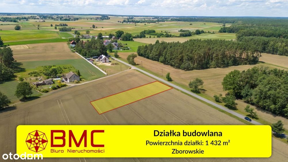 Działka Zborowskie gaz kanalizacja woda blisko las