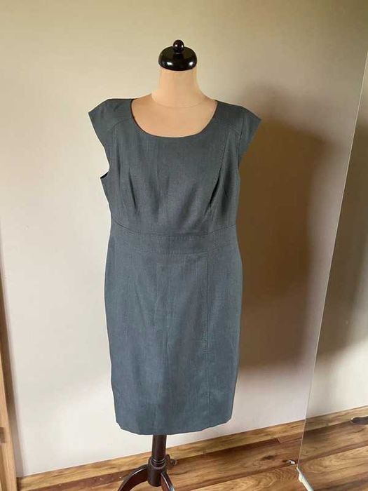 xxl szara sukienka basic midi do wszystkiego 46 48 +size biuro prosta