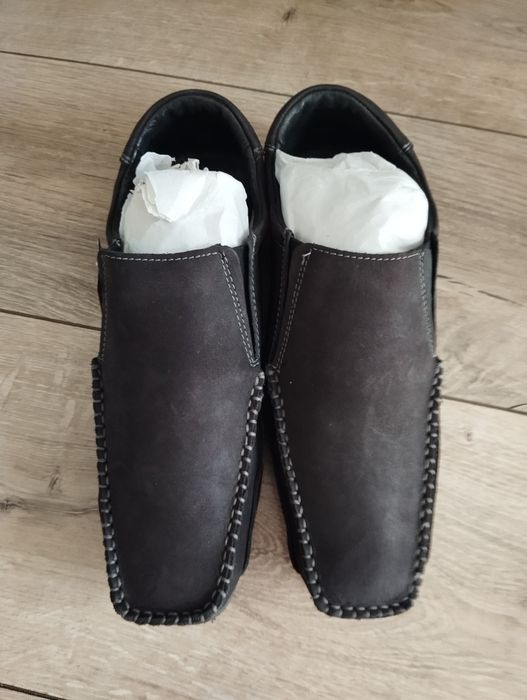 Nowe Skórzane mokasyny loafersy męskie 40