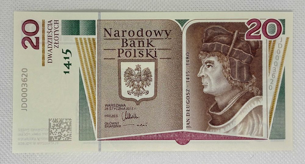 Unikat! Banknot 20 zł Jan Długosz 2015-Niski nakład, Stan UNC, Okazja