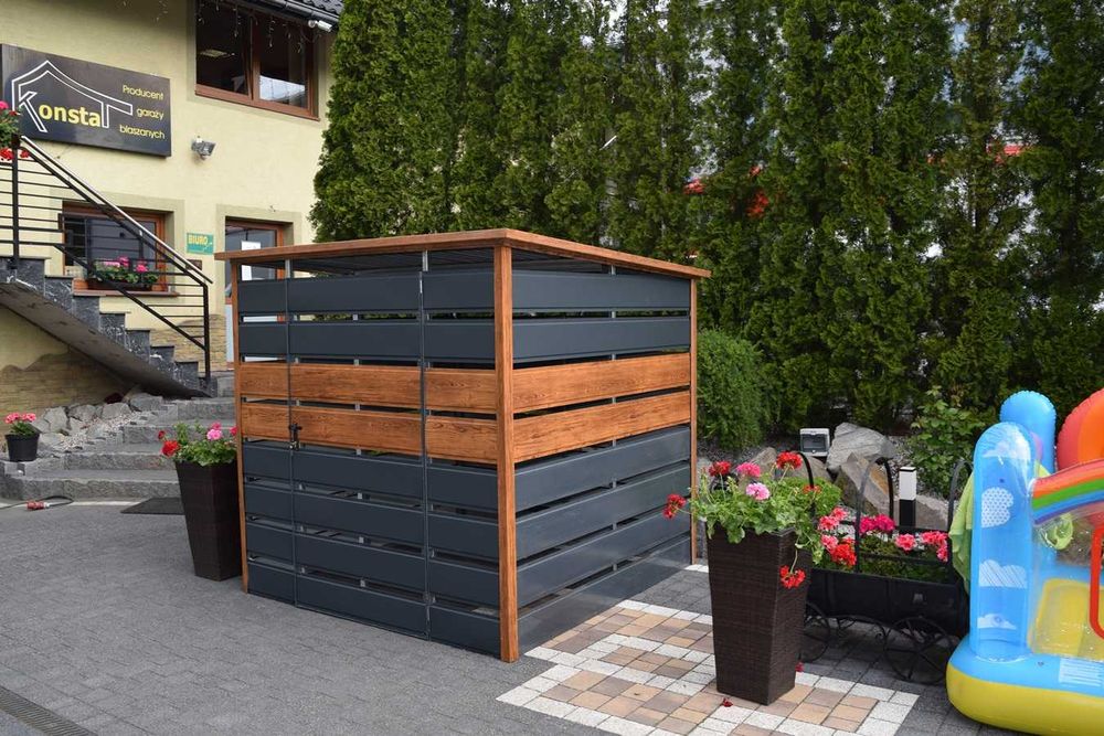 Nowoczesna - Wiata śmietnikowa 2x2m - kosz na śmieci - wiata na śmieci