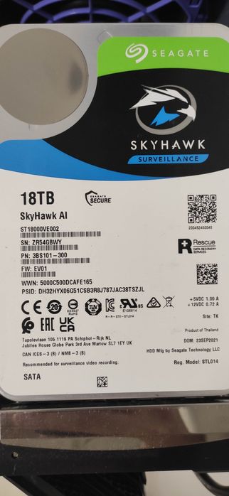 Жесткий диск Seagate SkyHawk Al HDD 18 TB 7200 rpm 256 MB ST18000VE002