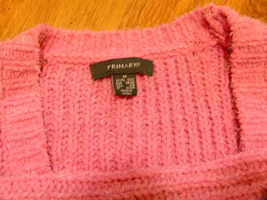 Primark sweter kardigan pudrowy róż pleciony bardzo gruby rozm 40 L