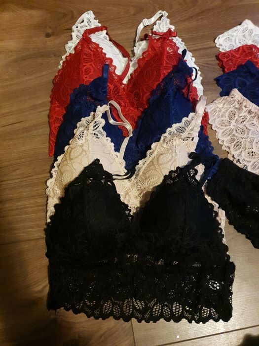 Komplet Koronkowy Biustonosz Figi Zestaw Bielizny Koronka Seksowny