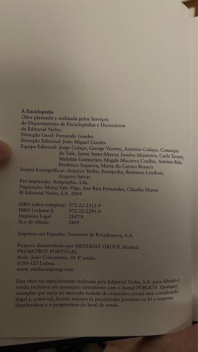 Enciclopédia completa,  Verbo  Editora, publicada pelo jornal «Público