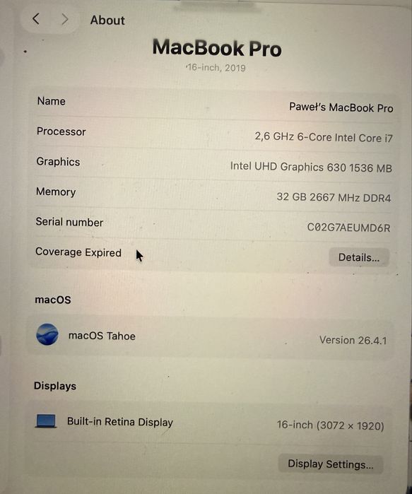 Macbook Pro 16 cali - Stan idealny