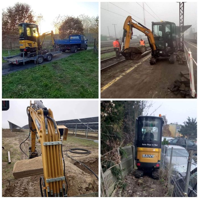 Usługi minikoparką/glebogryzarka/trawniki/Wiertnica/Prace ziemne