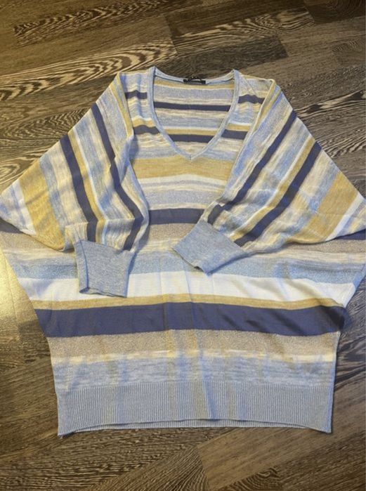 Sisley sweter w pasy niebieskie roz. XS