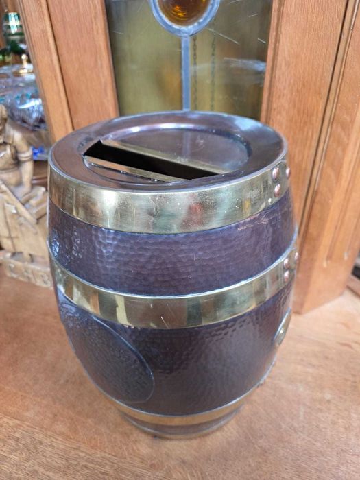 Beczka mosiężno miedziana skarbonka dekoracyjna 37cm #285 Stylowy Węgrów