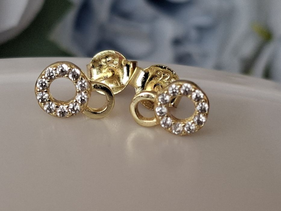 Kolczyki  na sztyfcie Srebro złocone pr.925