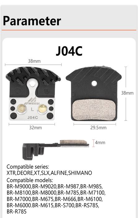 Klocki hamulcowe  MTB Shimano XT SLX 2-tłoczkowe NOWE ATWEINA