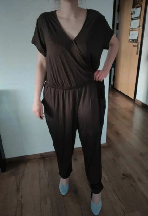 Kombinezon letnia krój kopertowy brązowy Bonprix 56 58 8XL 9XL