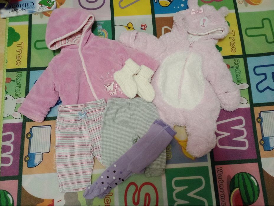 Теплые вещи набор для новорожденной 0-3 мес теплый человечек, пинетки
