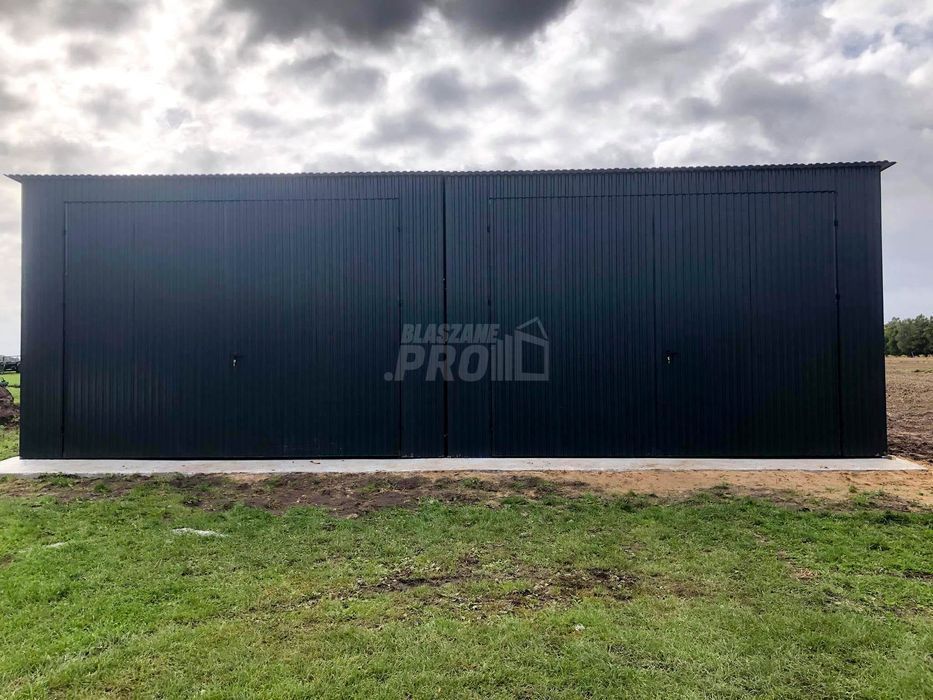 Hala Garaż blaszany 8x6 ścianka działowa Brama dwuskrzydłowa  GP142
