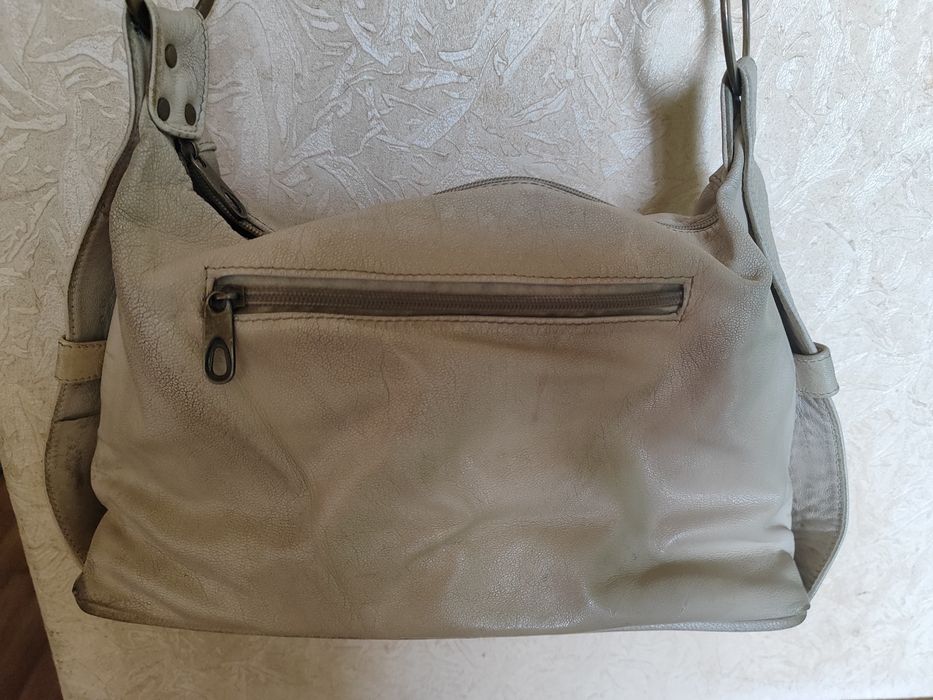 Сумка натуральная кожаная белая