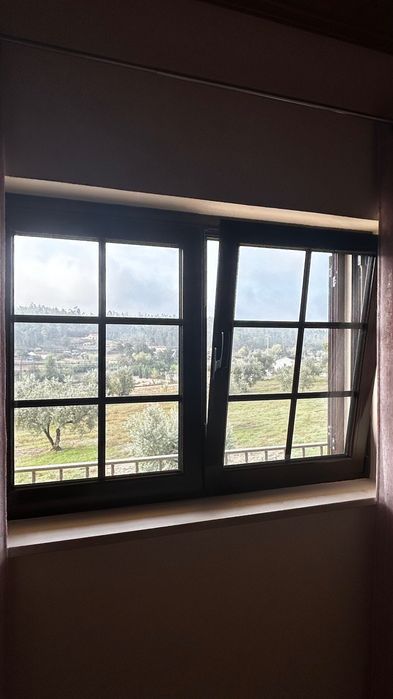 Vendo 9 janelas e 3 portas sacadas alumínio castanho e vidro duplo com oscilo batente , preço a partir de 100 euros