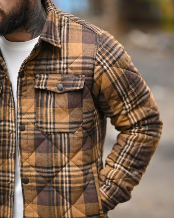 ВЕСНА ОСІНЬ Утеплена сорочка\куртка sapolin клітинка стильна чоловіча