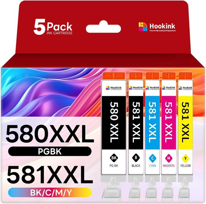 Zestaw 5x Tusz XL do CANON PGI-580 CLI-581 (PGBK/BK/C/M/Y) – Hookink