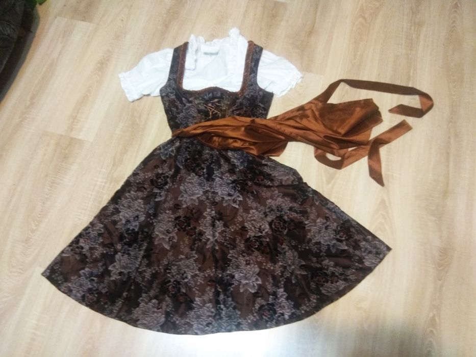 Dirndl Bawaria Oryginalny Strój Sukienka Fartuszek Bluzeczka