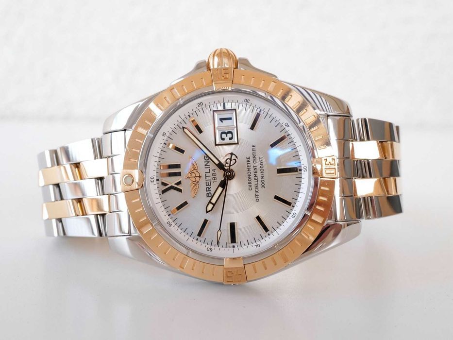 Breitling Galactic 41 Cockpit Big Date Steel 18K Rose Gold White Dial