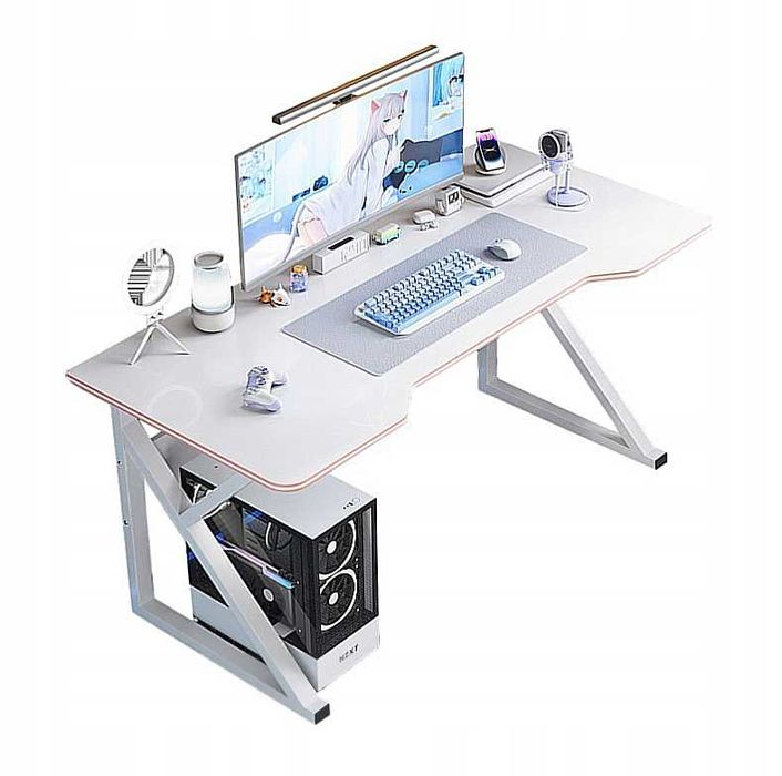 NOWE Biurko Gamingowe Stół Dla Gracza Komputerowe Białe Duże 120 Cm