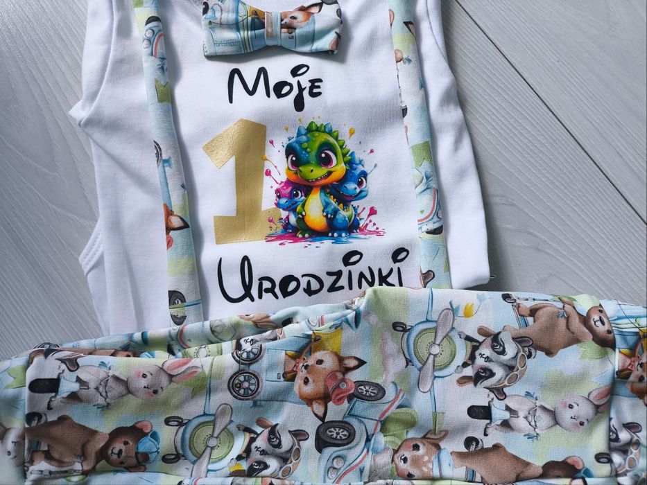 Komplet karmelowy na pierwsze urodziny rok chłopiec