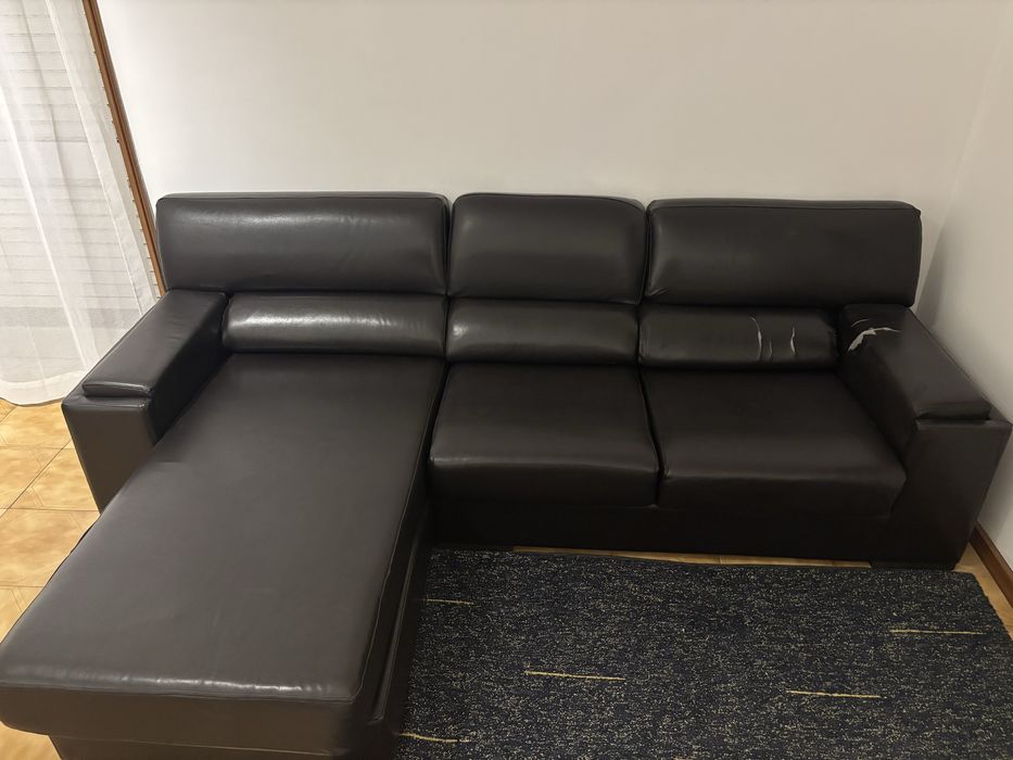Sofá Chaise Longue Preto Moderno – Muito Estimado e Confortável