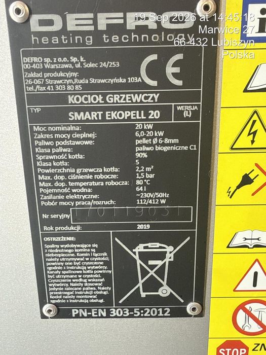 Piec na pelet Defro 20 KW