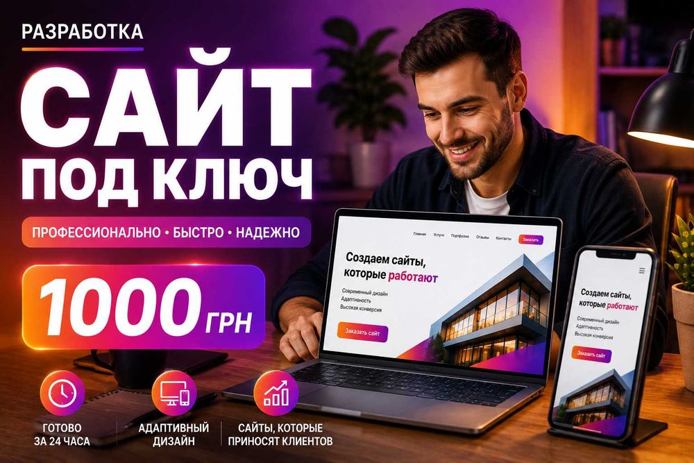 Розробка сайтів під ключ. Сайт під ключ для всіх напрямків. Лендинг
