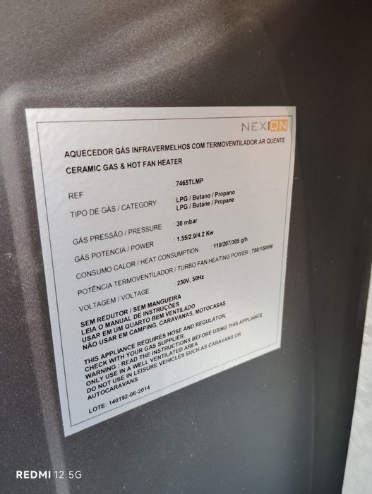 Aquecedor gás com ventilador ar quente! Novo!