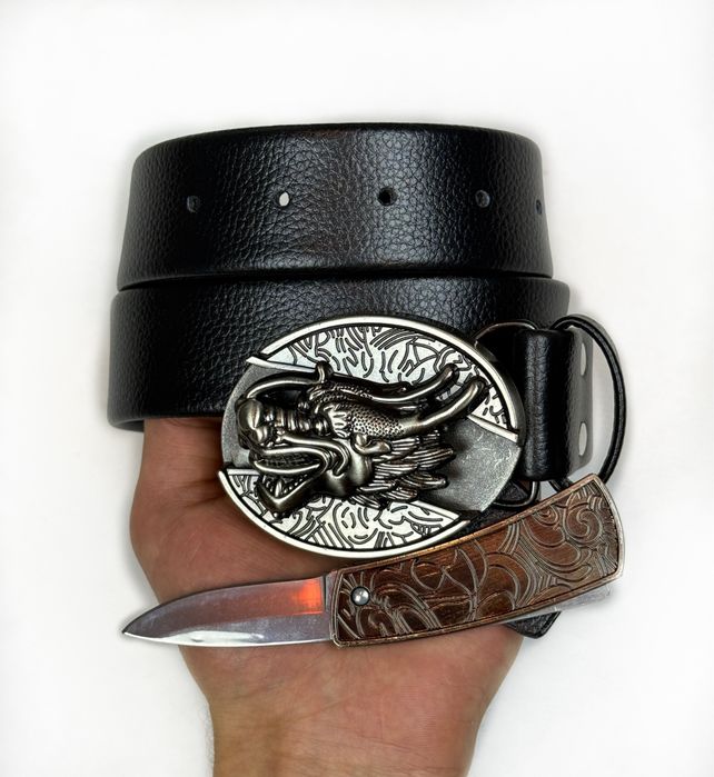 Кожаный ремень с зажигалкой в пряжке зажигалка с ножом з ножем stussy