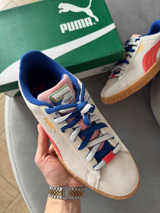 Puma Suede Podium sneakersy kremowo-czerwono-niebieskie rozmiar 45