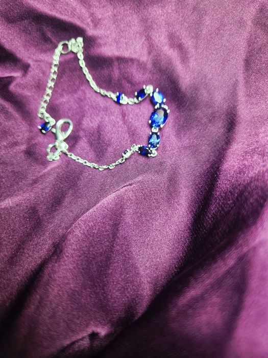 Браслет серебро гідротермальний сапфіри, браслет из сапфирами Срібний