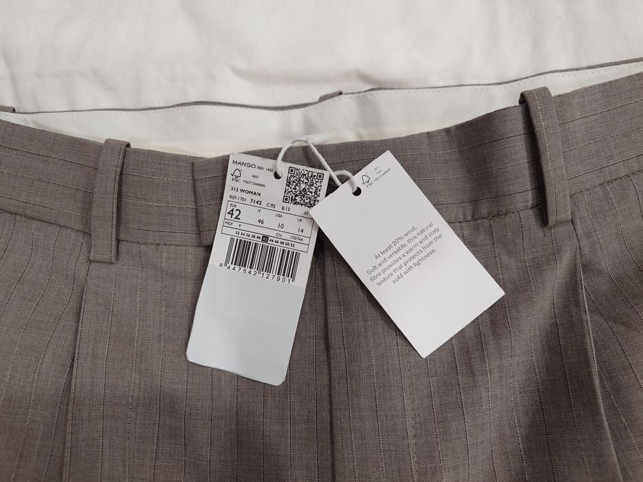 Жіночі штани з вовною Mango розмір 42 теплий сірий